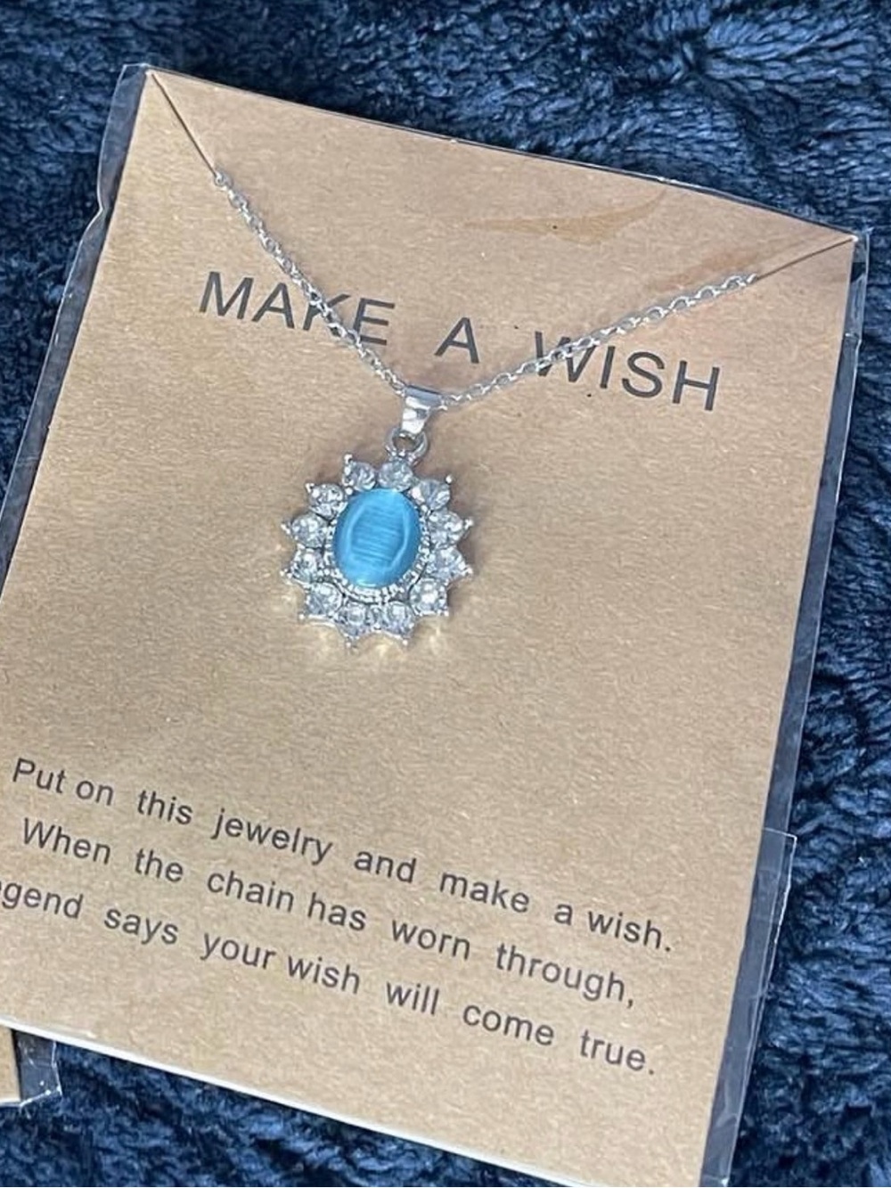 Silver Necklace with Blue Pendant